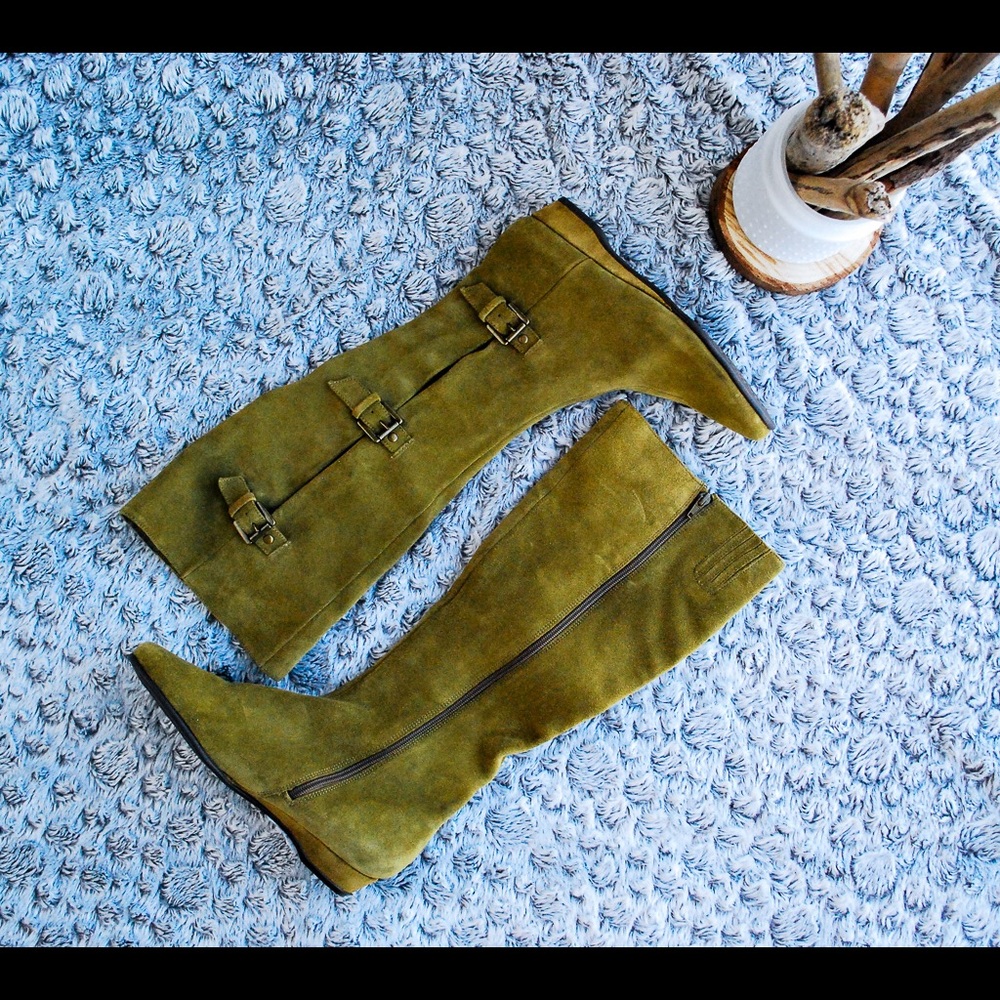 Aerosoles Green Suade Leather Tall Boot NWOB (K1)